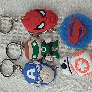 5 Super Heros Key Chains Premium Material & Safe PVC Lot # 4